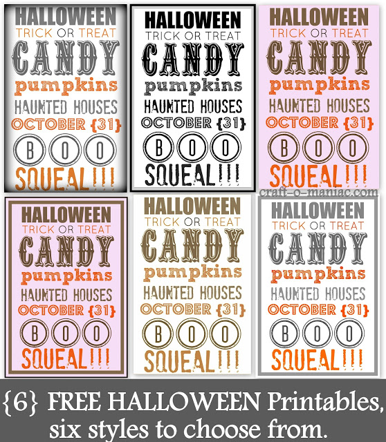 6 FREE Halloween Printable’s with 6 different Designs