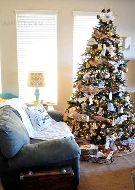 Silver Gold and Rustic Christmas Tree