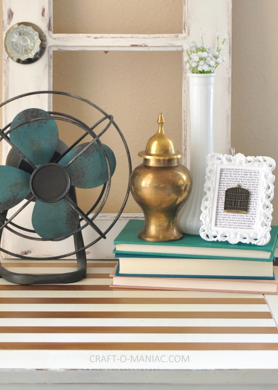 DIY Gold Striped End Tables