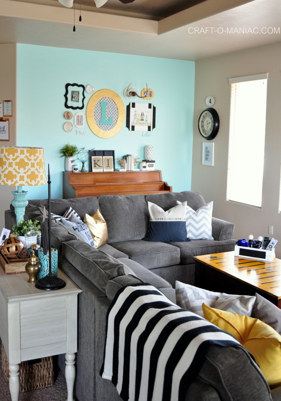 Colorful and Chic Family Room Makeover