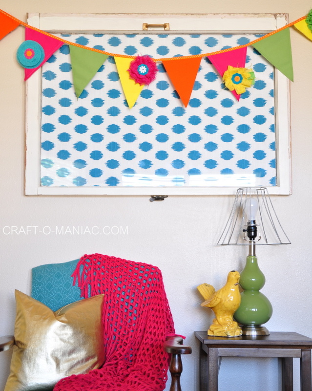 Colorful Canvas and Burlap Flower Pennant
