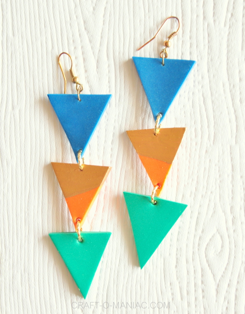 Handmade Clay Aztec Drop Earrings