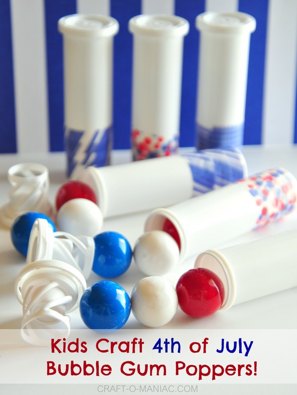 Kids Craft 4th of July Bubble Gum Poppers