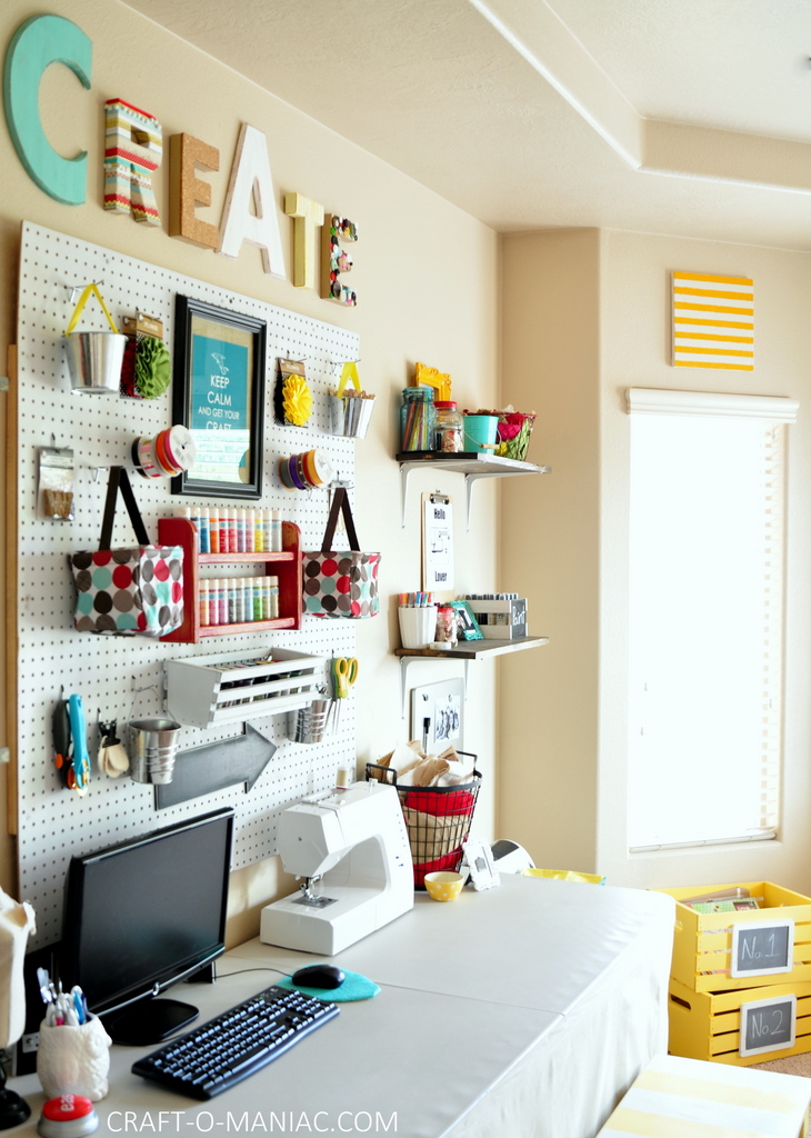 Craft Room Wall With Whites And Brights