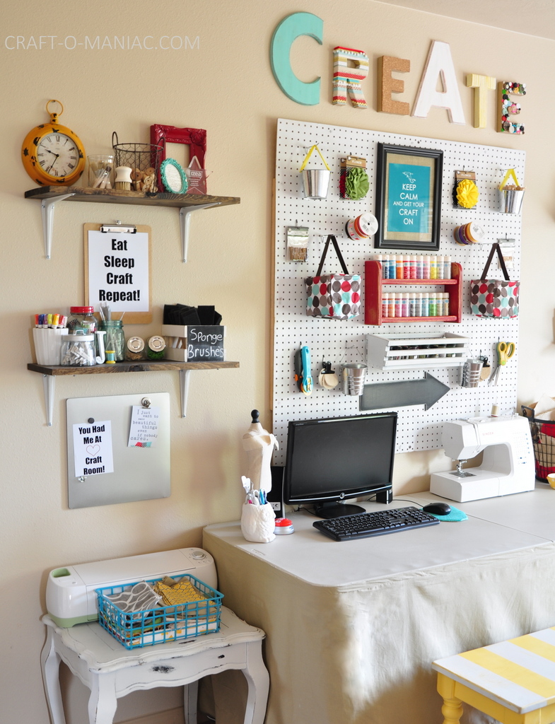Craft Room Wall with Whites and Brights