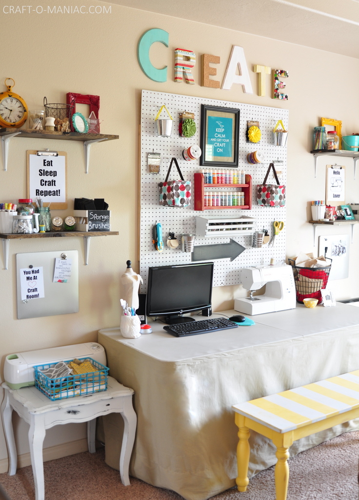 Craft Room Wall with Whites and Brights